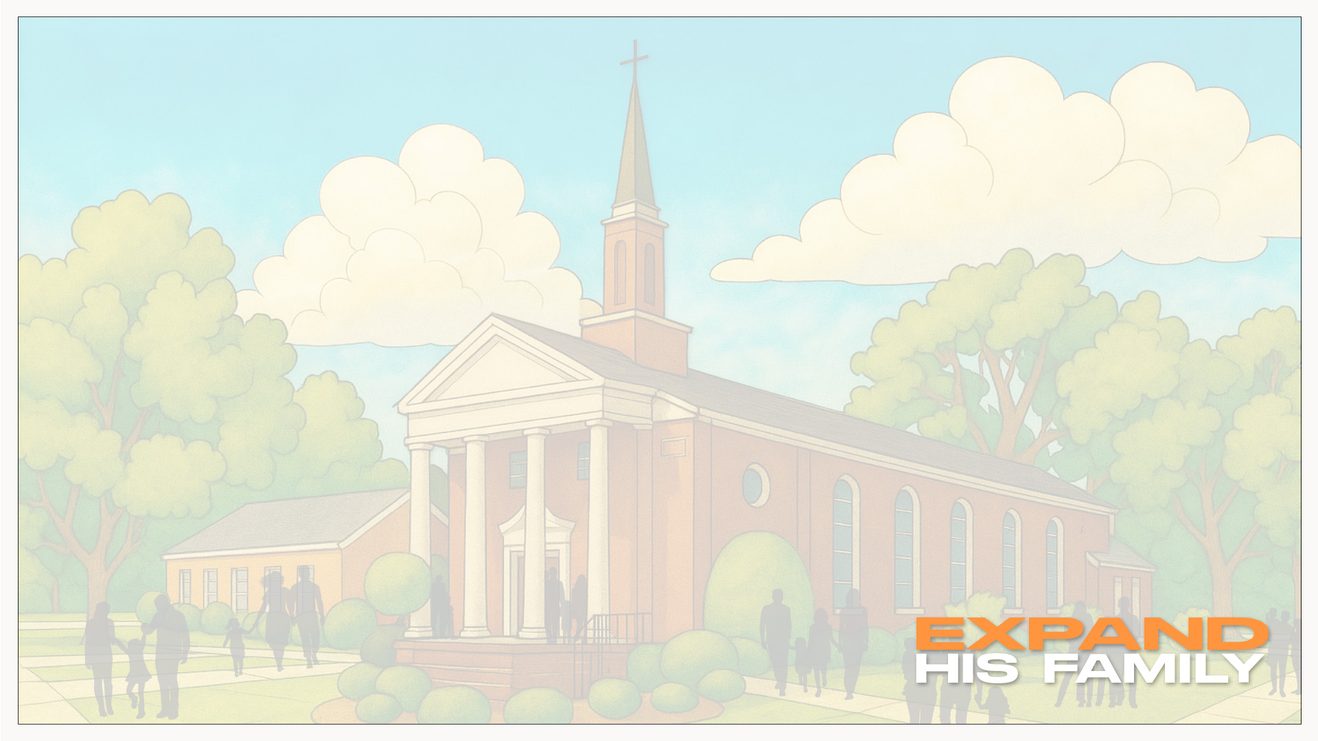 Expand His Family series artwork combining scripture and abstract background shapes.